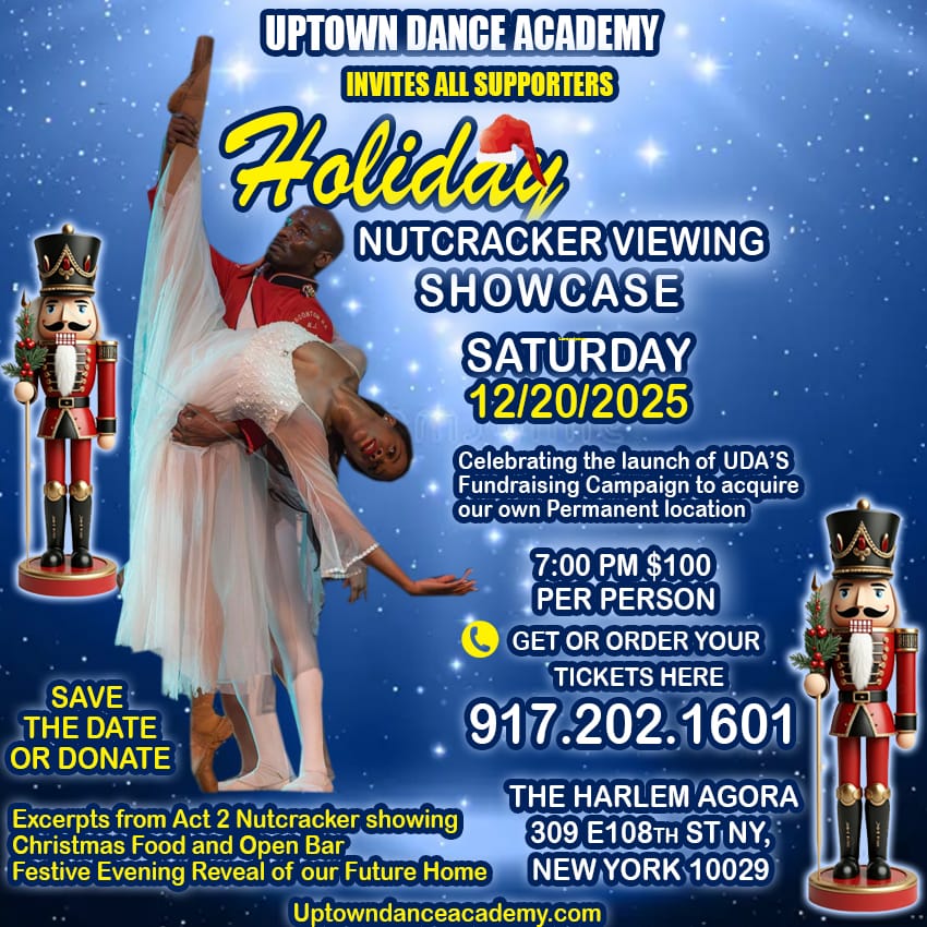 Uptown Dance Academy invites all supporters to the Holiday Nutcracer Viewing Showcase - Saturday, December 20th at 7:00pm.